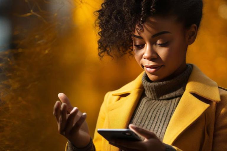 woman using mobile Amdocs connectX